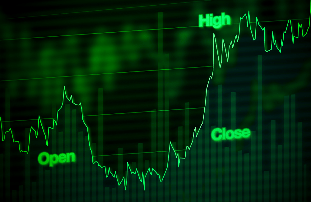 an illustration of a graph points in stock market. 