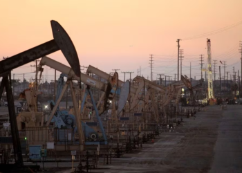 Oil rig pumpjacks, also known as thirsty birds, extract crude from the Wilmington Field oil deposits area near Long Beach, California July 30, 2013. REUTERS.